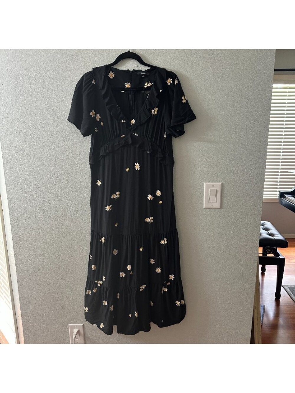 Madewell Lazy Daisies Black Maxi Dress Women's size 6